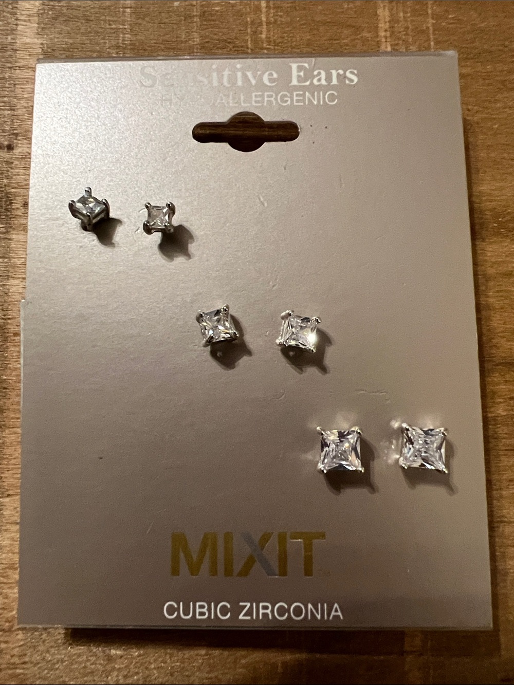 3/$18 Mixit Silver Clear Cubic Zirconia Stud Earring Set Lot 756